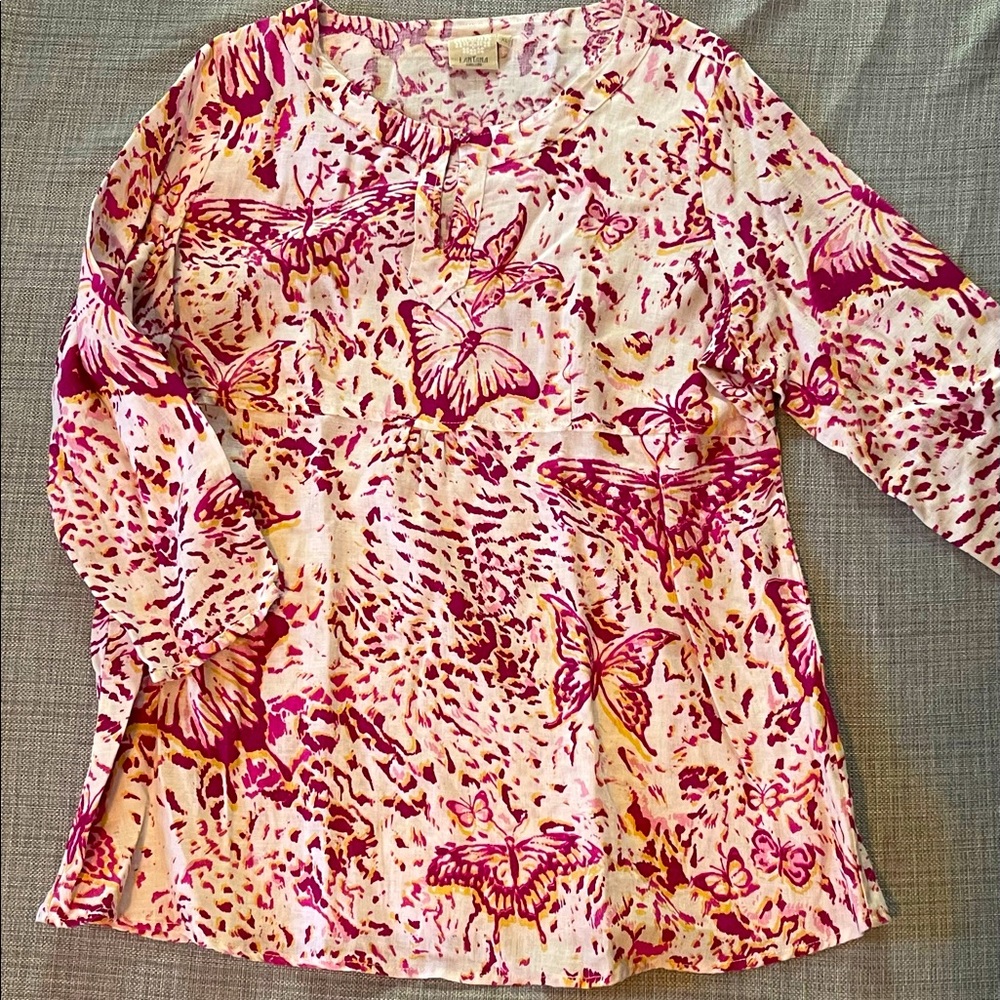 Ladies xl top 100% linen